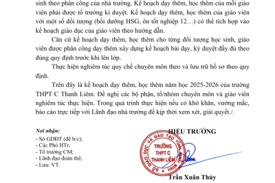 KẾ HOẠCH TỔ CHỨC HOẠT ĐỘNG DẠY THÊM, HỌC THÊM NĂM HỌC